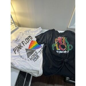 Pink Floyd Retro Brand Distressed Graphic T-Shirt Bundle White Black Large